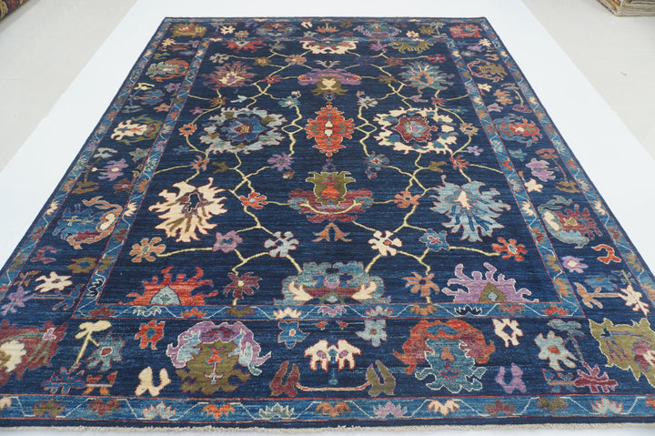 8x10 Indigo Navy Blue Hand knotted Turkish Oushak Rug - Yildiz Rugs