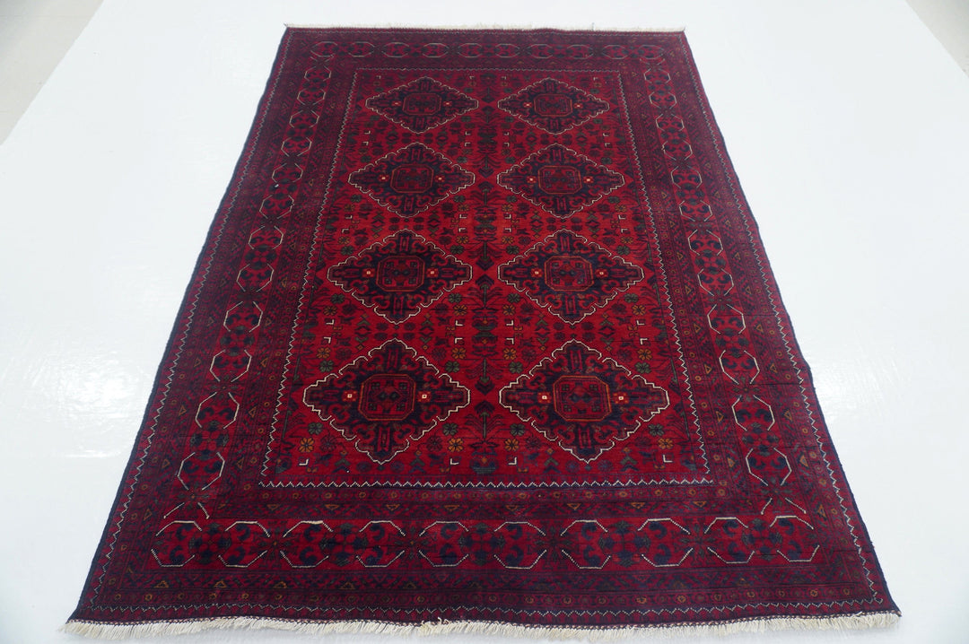 5x7 Red Afghan Khal Mohammadi hand knotted Rug - Yildiz Rugs