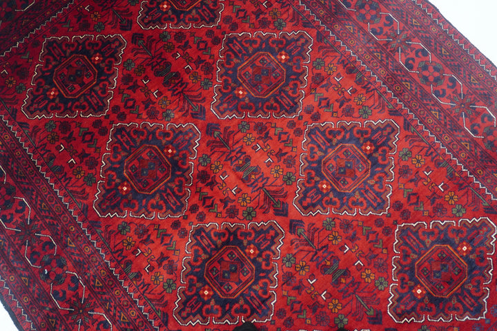 5x7 Red Afghan Khal Mohammadi hand knotted Rug - Yildiz Rugs