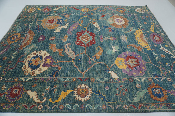 8x10 Green Hand knotted Turkish Oushak Rug - Yildiz Rugs