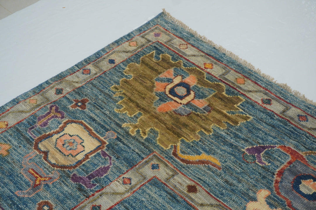 8x10 Soft Blue Hand knotted Turkish Oushak Rug - Yildiz Rugs