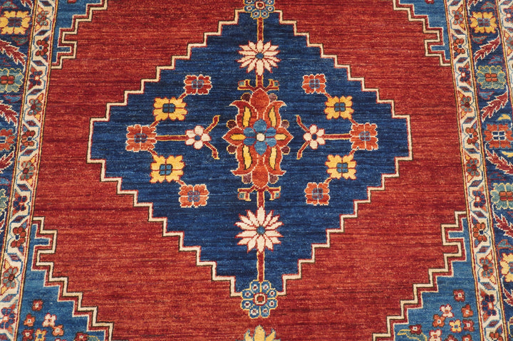 6x9 Serapi Red Blue Persian Style Hand knotted Traditional Rug - Yildiz Rugs