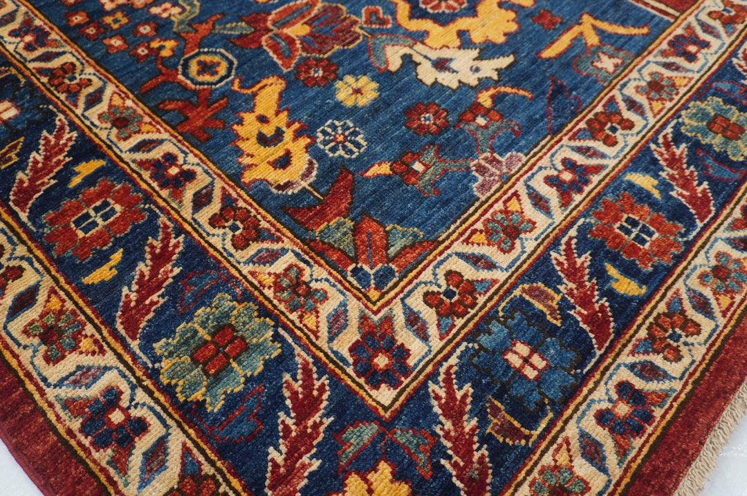 6x9 Serapi Red Blue Persian Style Hand knotted Traditional Rug - Yildiz Rugs