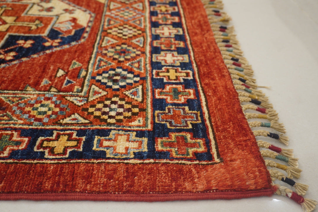 4x6 Ersari Red Afghan hand knotted Wool Area Rug - Yildiz Rugs