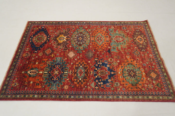 4x6 Baluch Red Afghan hand knotted Wool Area Rug - Yildiz Rugs