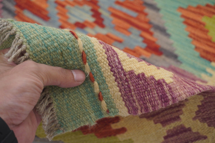 8x10 Kilim Gray Afghan Handmade Geometric Boho Kilim rug - Yildiz Rugs