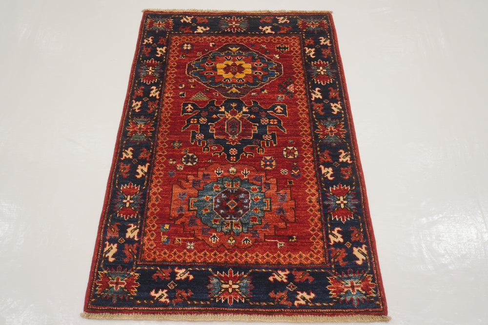 3x4 Red Tribal Baluch Afghan Hand knotted Oriental Rug - Yildiz Rugs