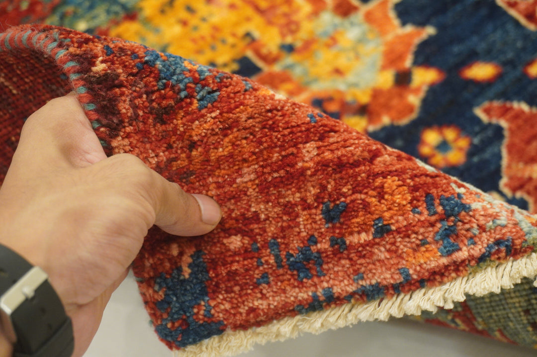 12 ft Modern Bijar Red Abstract Hand knotted Veg Dye Wool Runner Rug - Yildiz Rugs