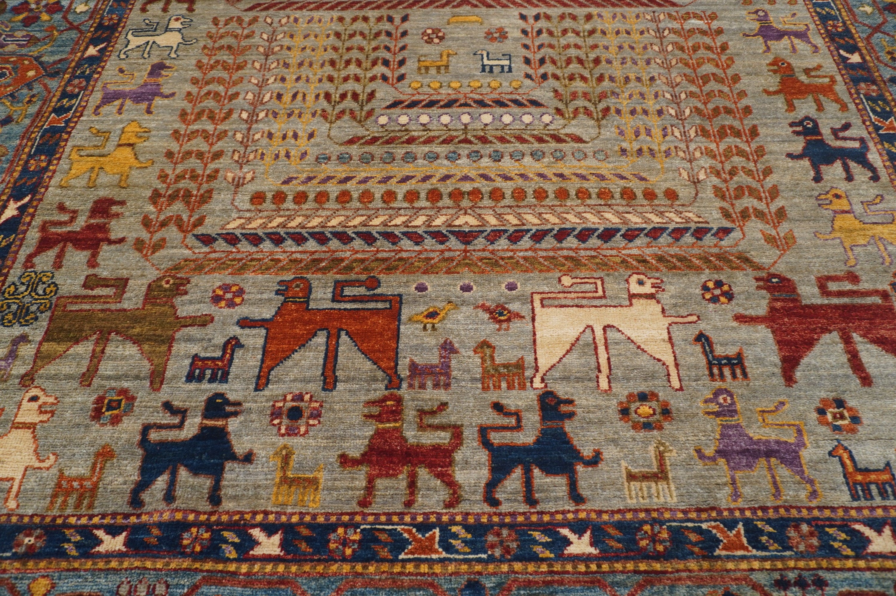 7x8 Gray Tribal Gabbeh Hand knotted Rug - Yildiz Rugs