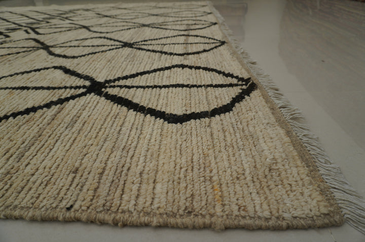 8x10 Berber Beige Moroccan Thick Wooly Abstract Beni Ourain Area Rug