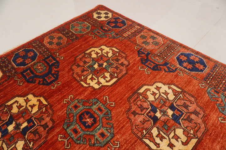 6x10 Tekke Red Turkmen Afghan Natural Dyes hand knotted Wool Rug - Yildiz Rugs