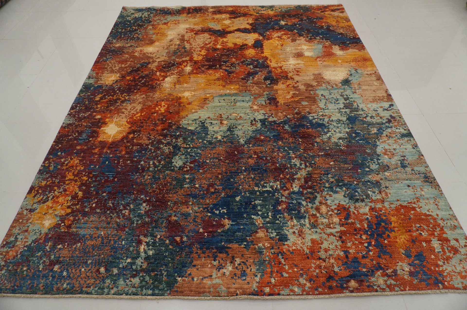 8x10 Modern Multicolor Afghan knotted Contemporary Rug - Yildiz Rugs