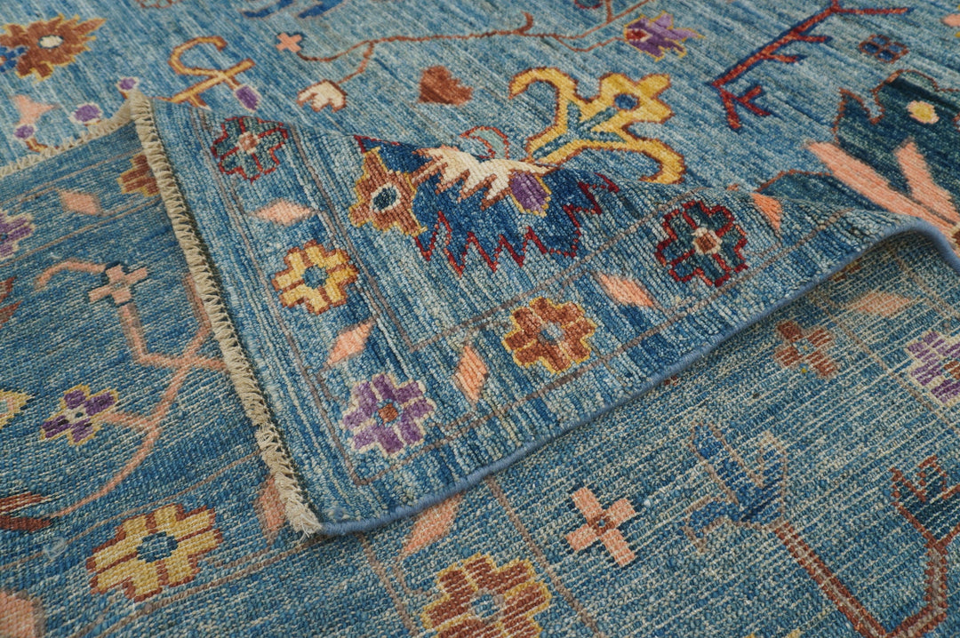 9x12 Soft Blue Oushak Hand Knotted Turkish Rug - Yildiz Rugs