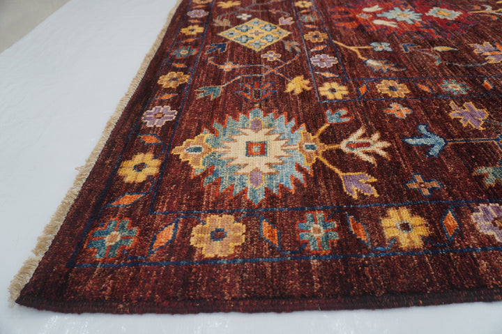 9x12 Deep Maroon Oushak Hand Knotted Turkish Rug - Yildiz Rugs