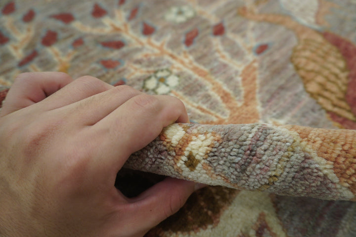 3x4 Birds Purple Gray Gabbeh Afghan hand knotted Veg Dye wool rug - Yildiz Rugs
