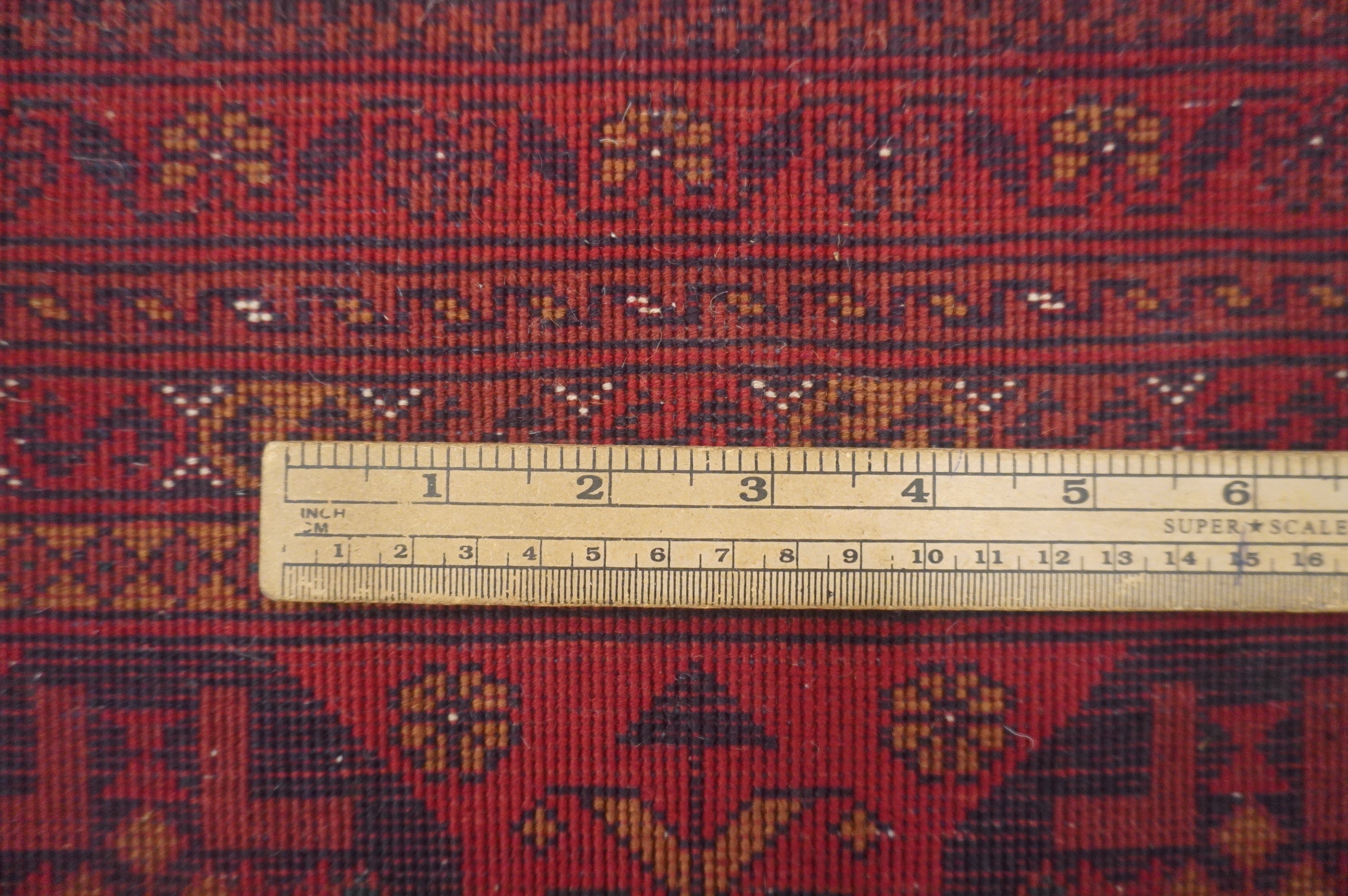 Red 7x10 Belgic Afghan High quality Hand Knotted Geometric rug - Yildiz Rugs