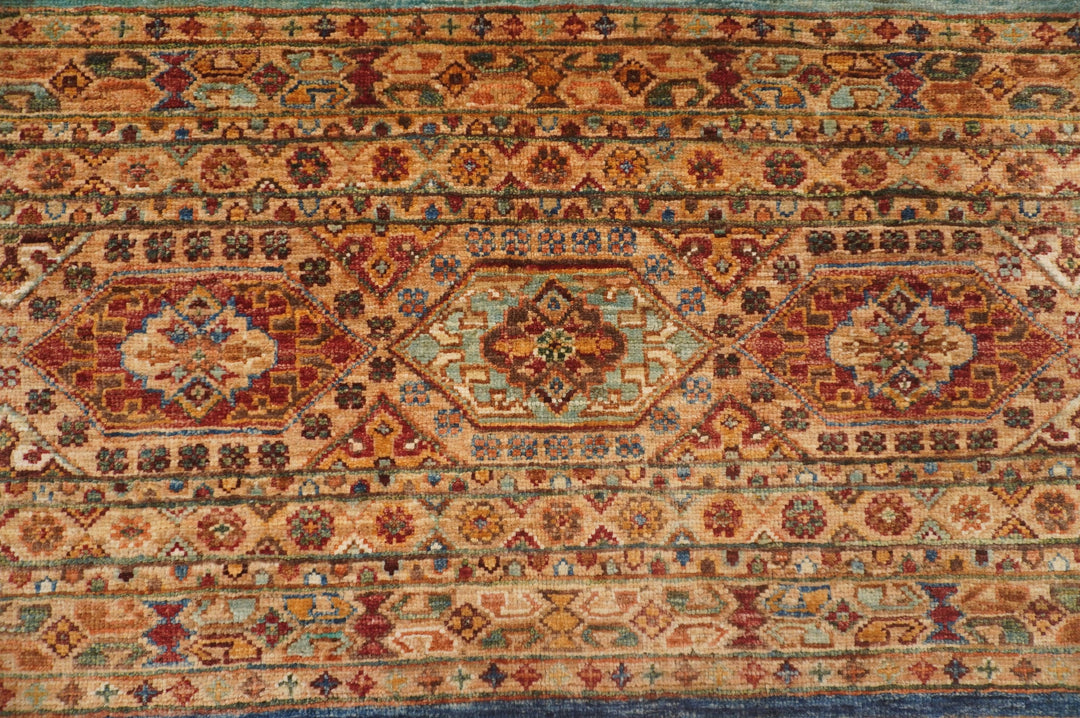 7x10 Stripe Brown Multicolor Afghan Hand knotted Rug - Yildiz Rugs