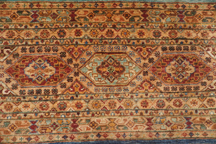 7x10 Stripe Brown Multicolor Afghan Hand knotted Rug - Yildiz Rugs