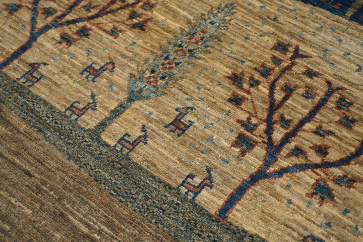 SOLD 8x10 Blue Tribal Gabbeh Afghan Landscape Hand knotted Rug - Yildiz Rugs