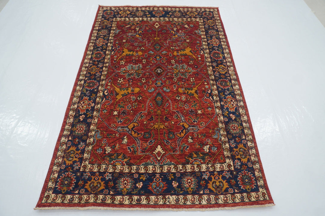 4x6 Red Bidjar Afghan hand knotted Wool Oriental Rug - Yildiz Rugs