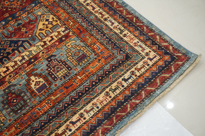 12x18 Tribal Gabbeh Blue Red Afghan Hand knotted Wool Palace Size Rug - Yildiz Rugs