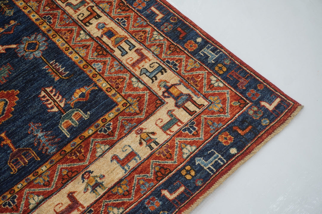 SOLD 8x10 Tribal Gabbeh Red Navy Blue Nomad Qashqai Hand knotted Rug