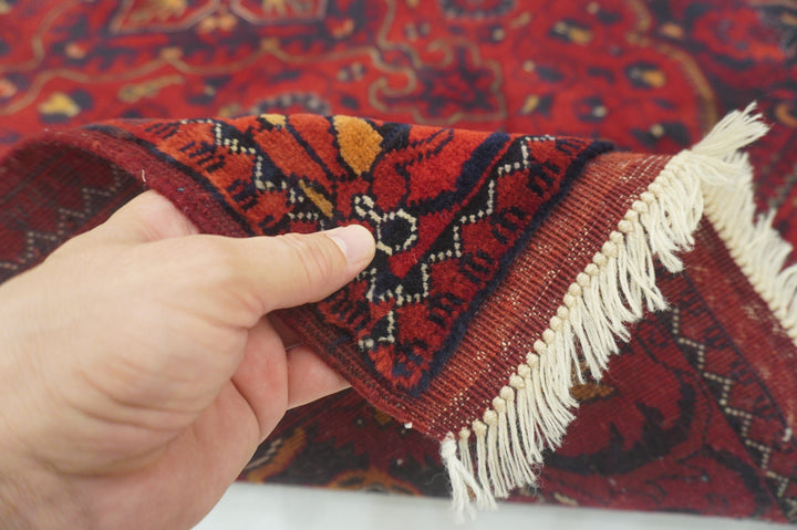 Red 3x5 Belgic Vintage Afghan Hand Knotted Rug - Yildiz Rugs