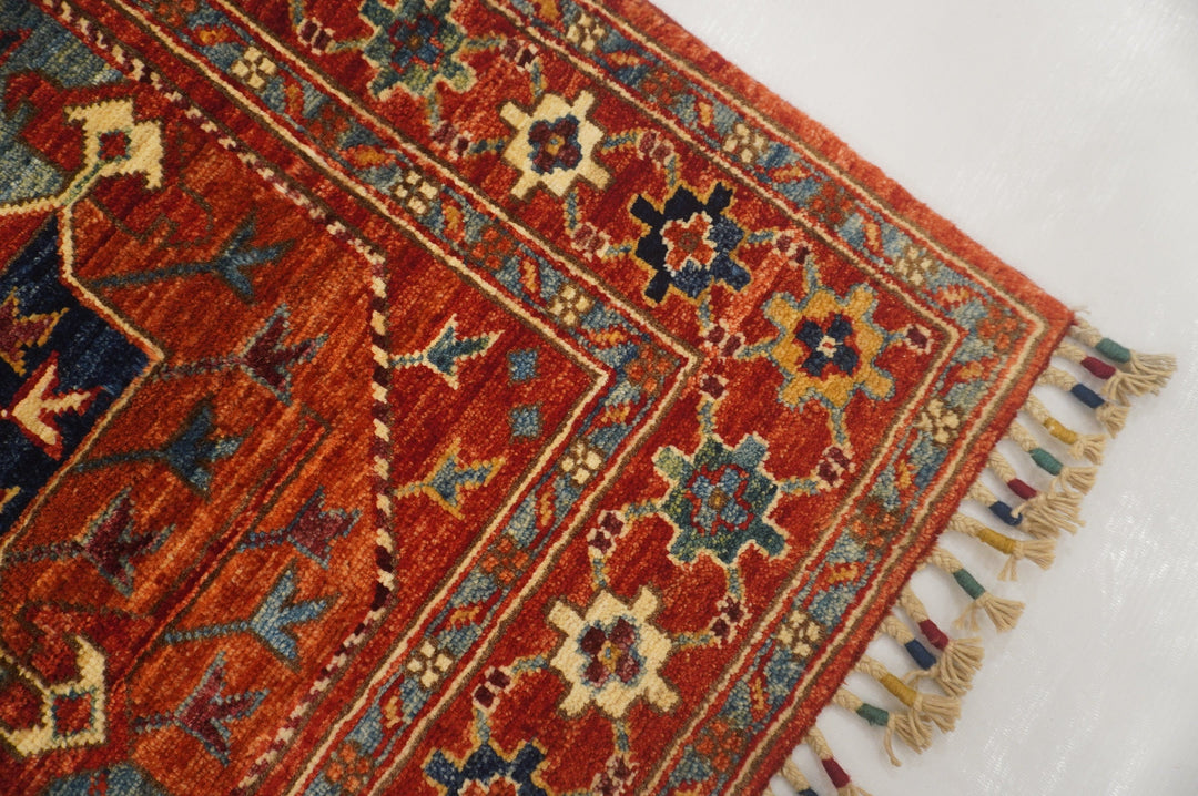Red 3x4 Ersari Afghan Hand knotted Oriental Rug - Yildiz Rugs