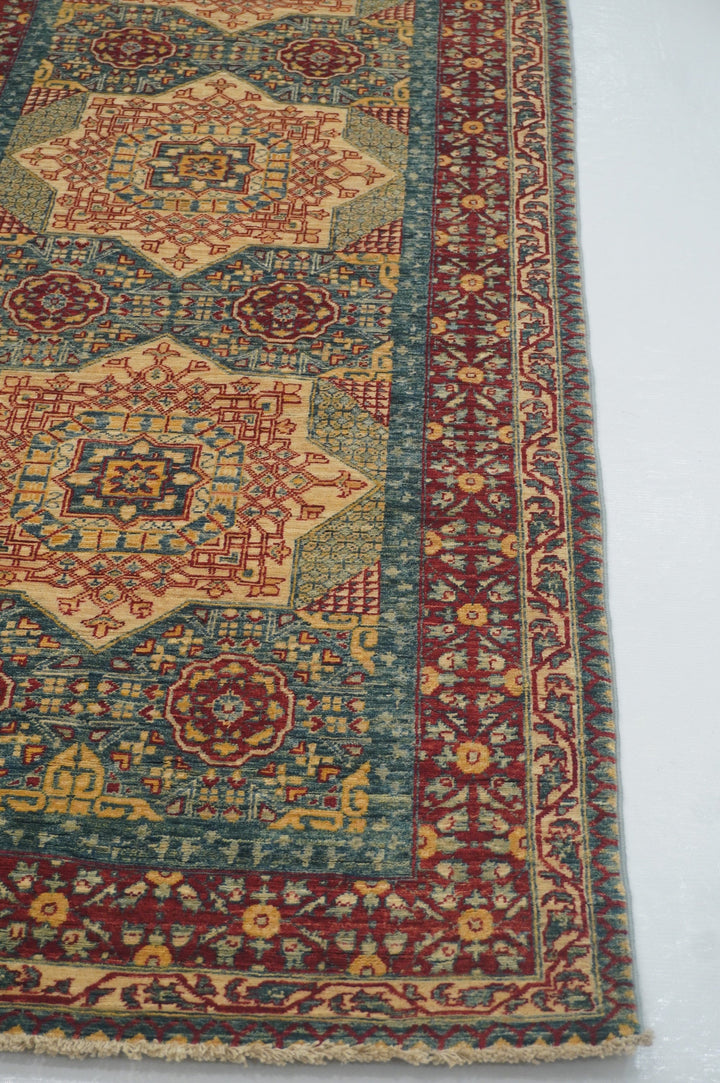2'9x17'8 ft Blue Mamluk Turkish Hand Knotted Extra Long Runner Rug