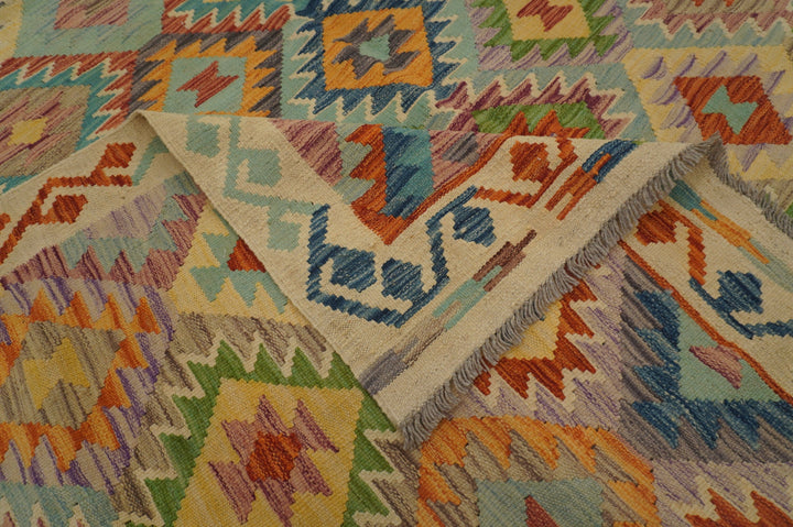 8'6x11'3 Afghan Kilim Beige Handmade Rug - Yildiz Rugs