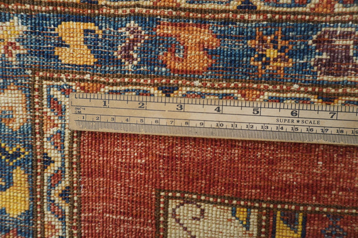 4x6 Turkish Red Shawl Hand knotted Wool Striped Rug - Yildiz Rugs