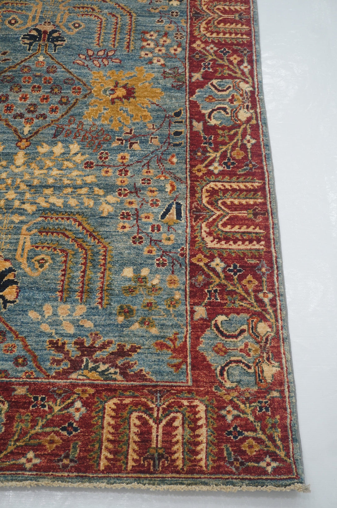 4'0 x 17'6 ft Bakhshaish Blue Tree Hand knotted Wide Long Runner Rug - Yildiz Rugs