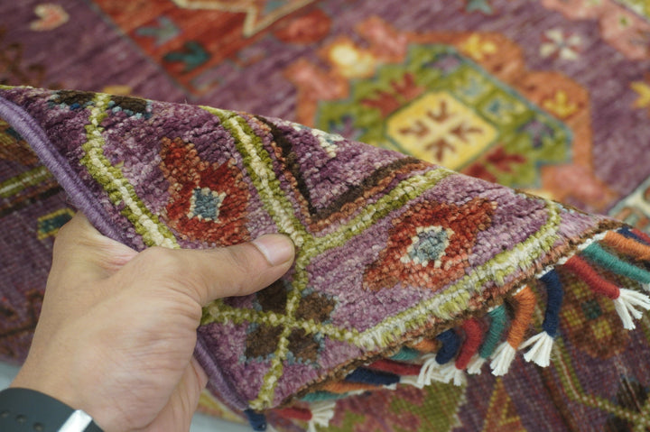 Purple 6x9 Baluch Afghan Hand knotted Veg Dyes Wool Rug - Yildiz Rugs