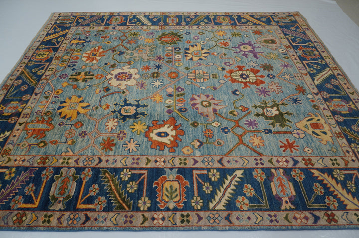 8x10 Turkish Oushak Blue Hand knotted rug - Yildiz Rugs