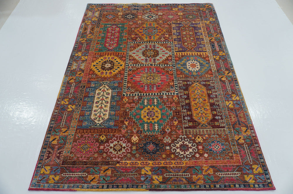 5x7 Brown Tribal Baluch Afghan Hand Knotted Boho Rug - Yildiz Rugs