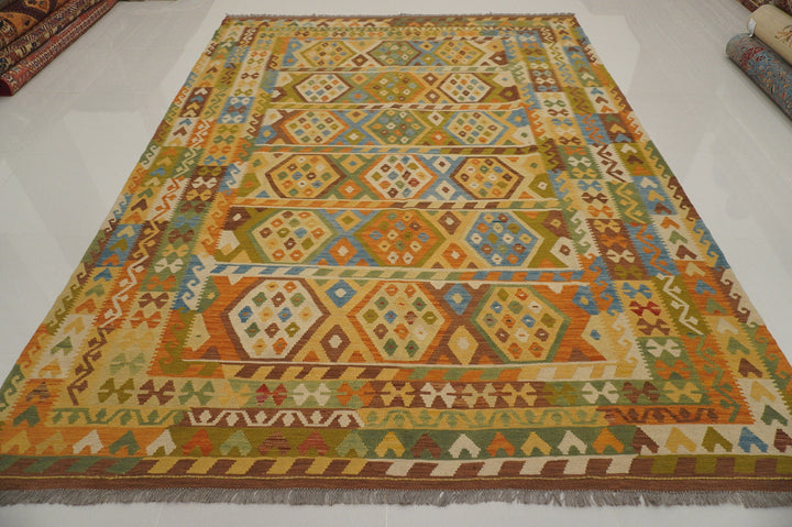 8x11_rug,9x12_rug,natural,Persian,Turkish,Flat_weave,wool,Afghan,area_rug,kilim,rug,boho_decor,vintage_rug