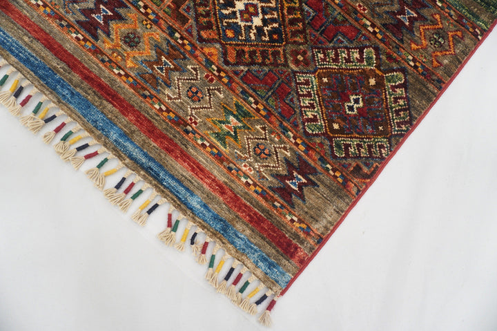 5x7 Tribal Multicolor Afghan Hand Knotted wool Rug - Yildiz Rugs