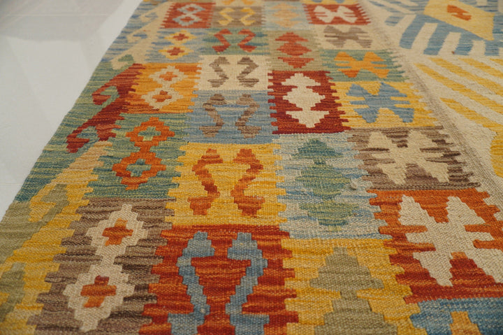 9x12. Afghan Beige Handmade Large Kilim Area Rug - Yildiz Rugs
