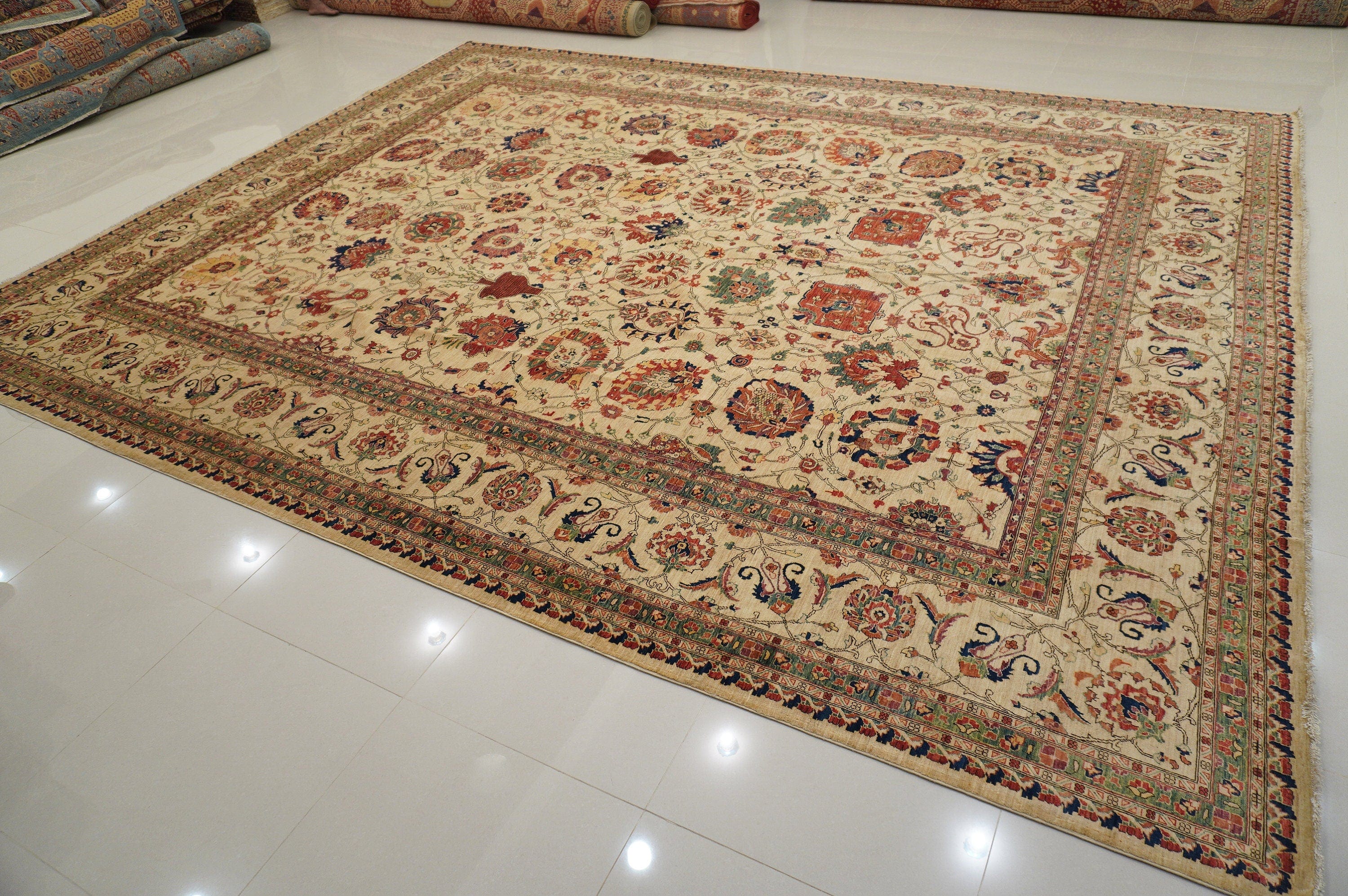 12x15 Ivory Persian Hand knotted Wool Oriental Area Rug - Yildiz Rugs