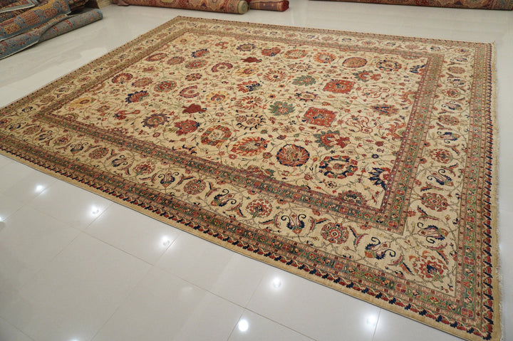 12x15 Ivory Persian Hand knotted Wool Oriental Area Rug - Yildiz Rugs