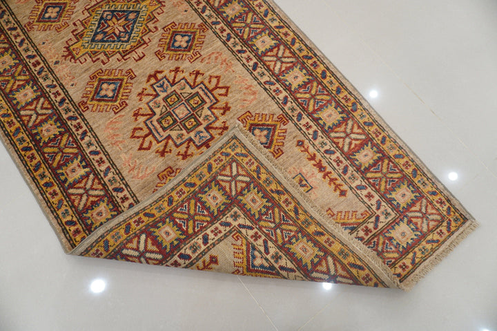 10 Ft Turkish Runner Rug - Brown Kazak Caucasian Hand knotted Wool Rug - Yildiz Rugs