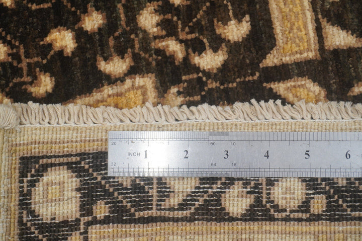 6x9 Turkish Mamluk Black Beige Hand Knotted wool Geometric Rug - Yildiz Rugs
