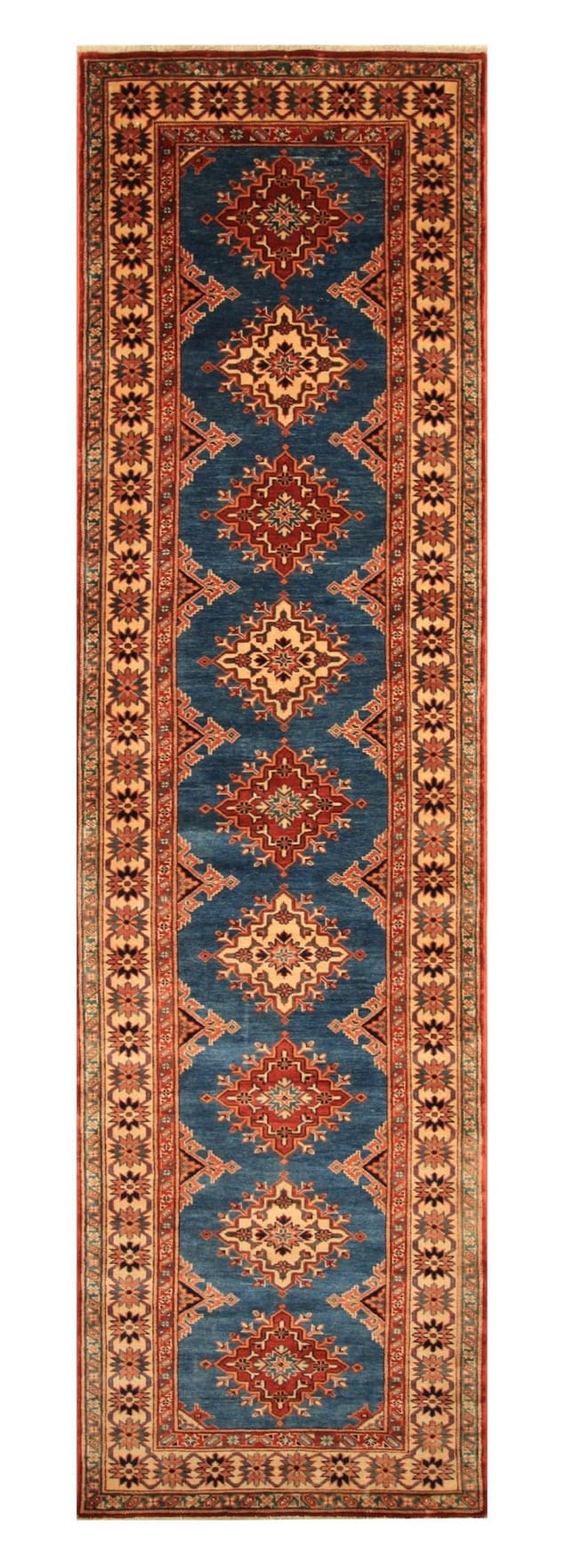 10 Ft Turkish Runner Rug - Blue Vintage Shirvan Caucasian Handmade Rug - Yildiz Rugs