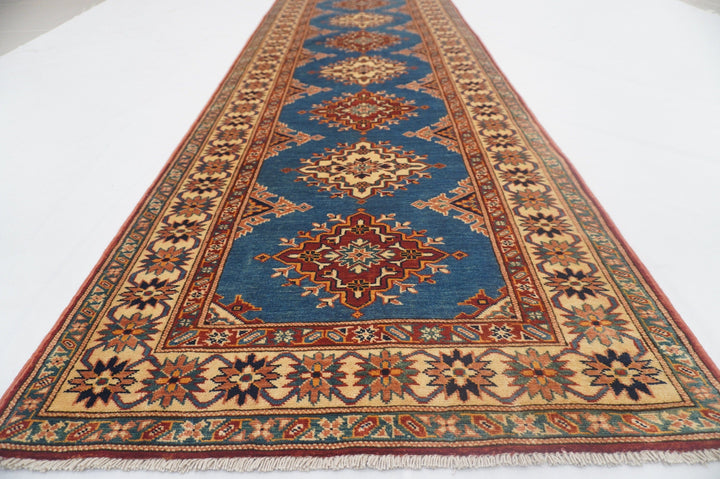 10 Ft Turkish Runner Rug - Blue Vintage Shirvan Caucasian Handmade Rug - Yildiz Rugs