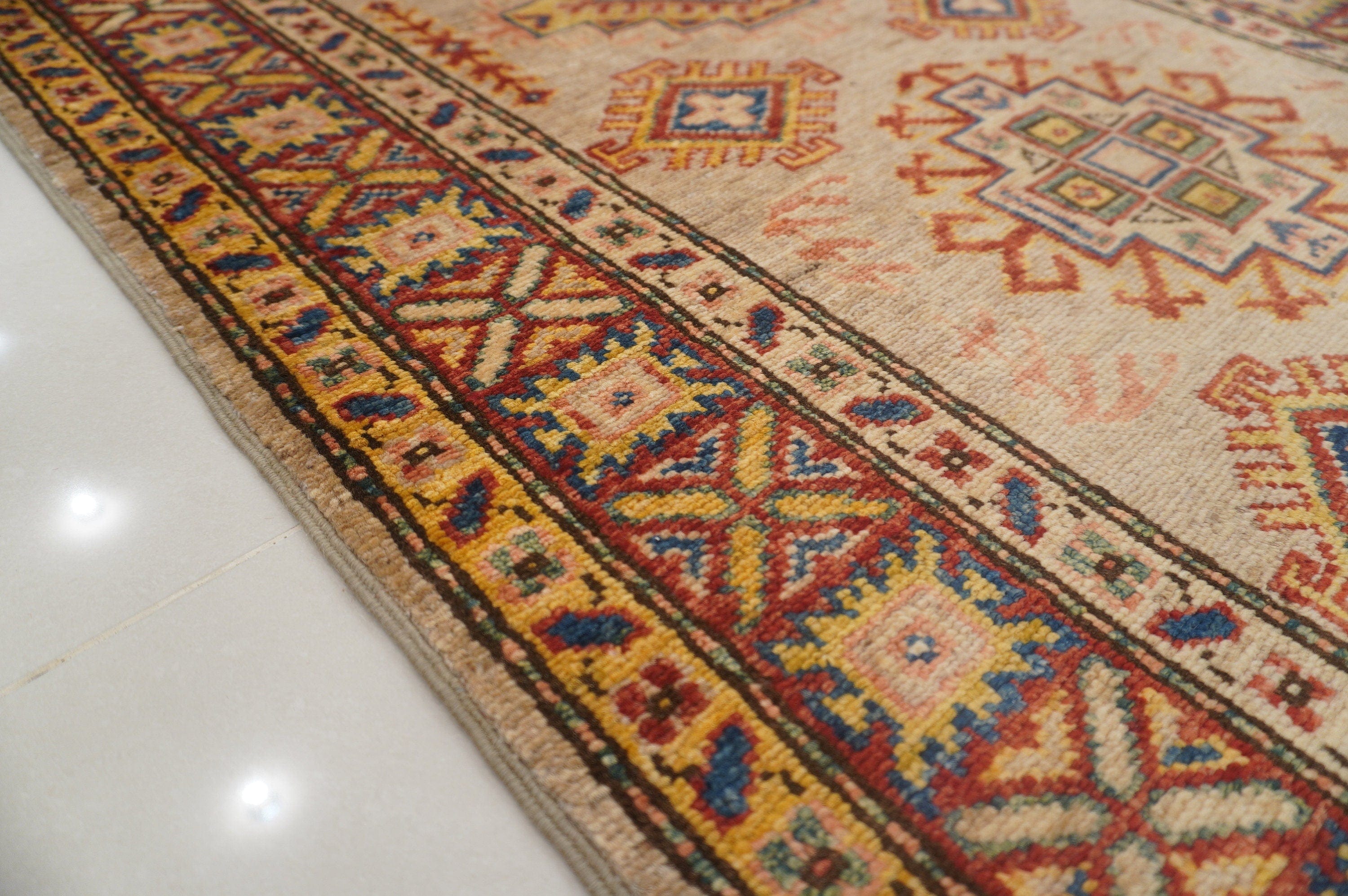 10 Ft Turkish Runner Rug - Brown Kazak Caucasian Hand knotted Wool Rug - Yildiz Rugs