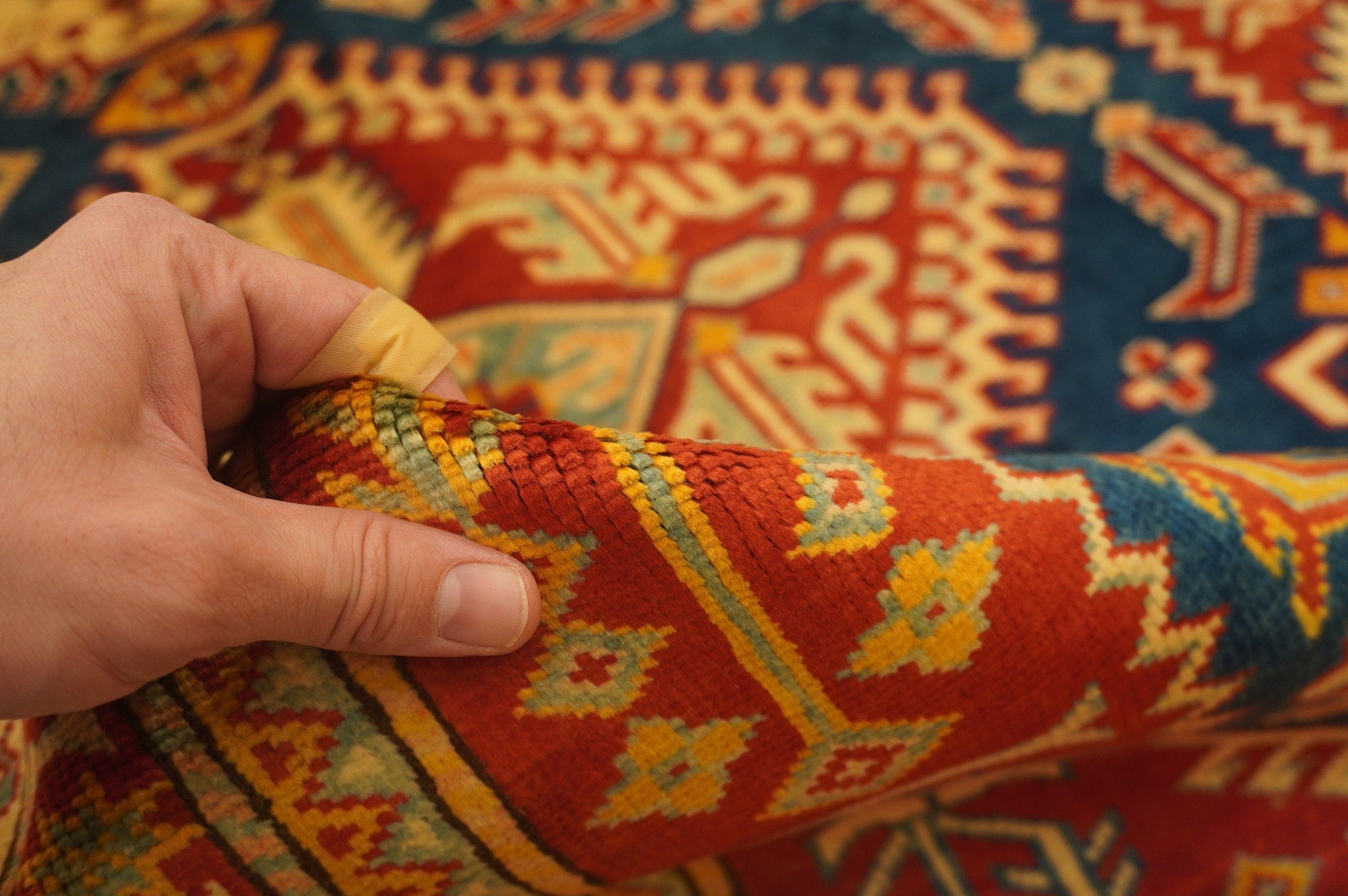 Blue 5x7 Vintage Shirvan Afghan Hand knotted Wool Area Rug - Yildiz Rugs