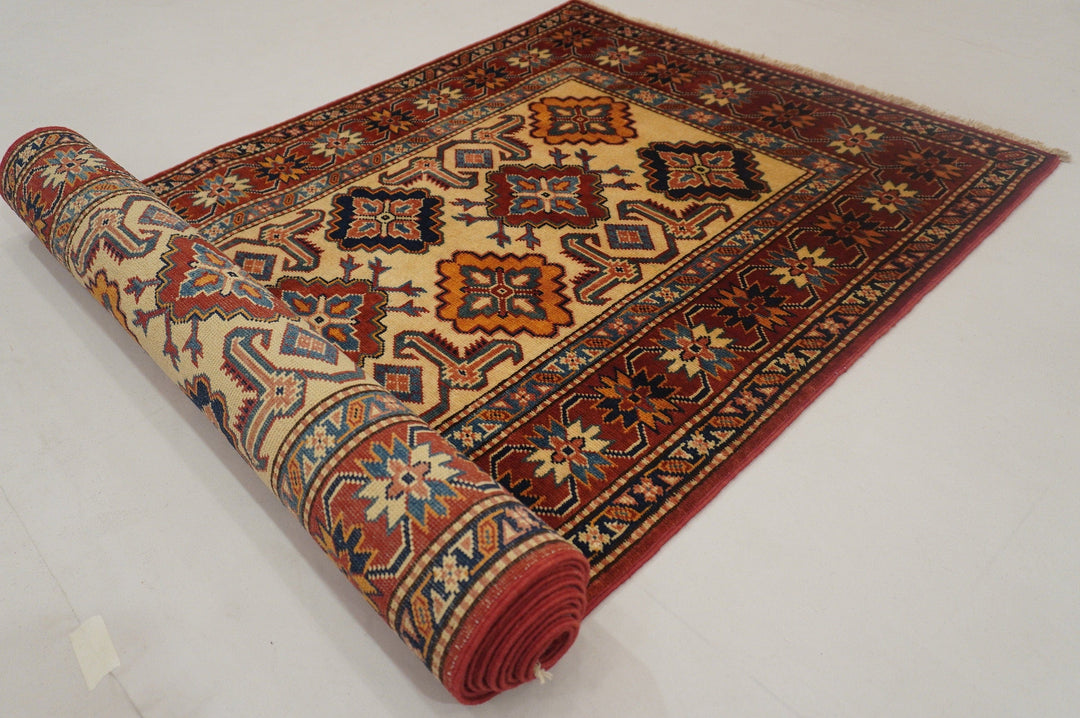 10 Ft Vintage Shirvan runner Rug Beige Kazak hand knotted wool runner - Yildiz Rugs