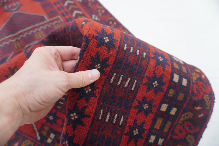 2x4 Red Afghan Hand Knotted Khal Muhammadi Prayer rug - Yildiz Rugs