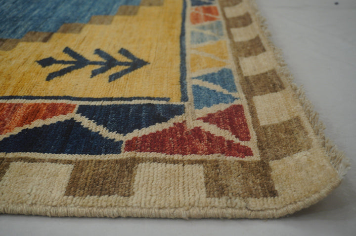 5x7 Gabbeh Gold Tribal Afghan Hand knotted Wool Rug - Yildiz Rugs