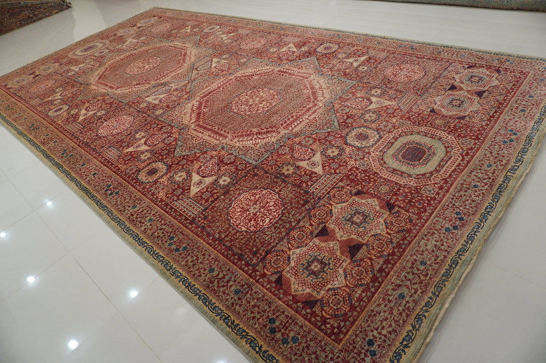Red 10x19 ft. Turkish Mamluk Hand knotted Wool Gallery Size Rug - Yildiz Rugs